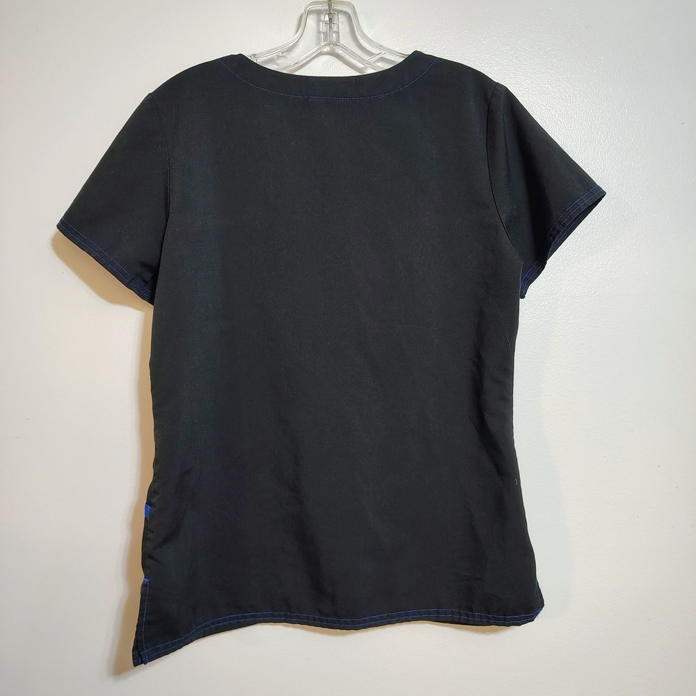 SCRUBSTAR Top Lot of 3 Womens XS Black Royal Blue Trim V Neck Short Sleeve - Picture 3 of 11